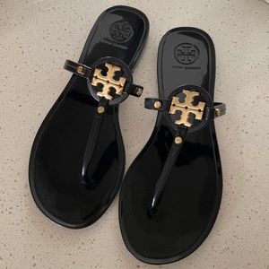Tory Burch Mini Miller Black Jelly Patent Pool Sandal Slide